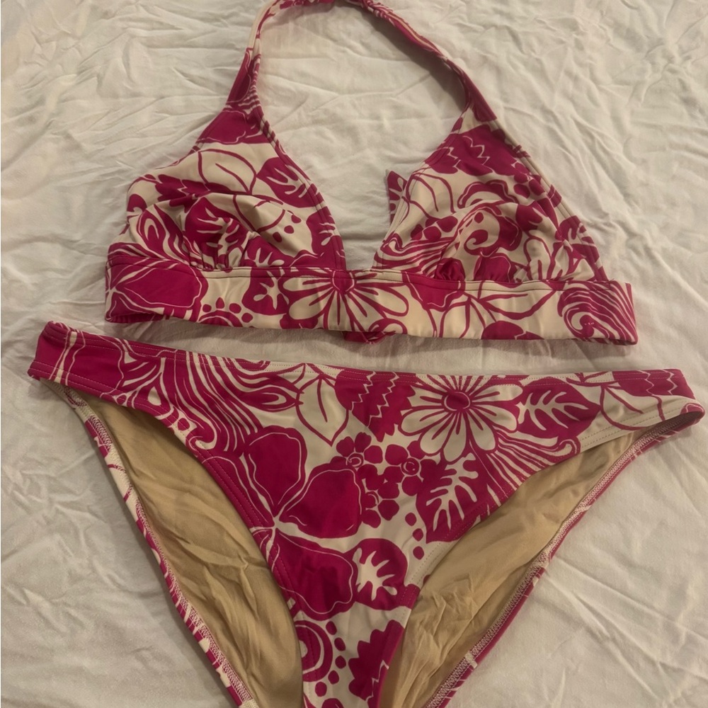 Victoria's Secret Pink and Cream Floral Halter Bikini